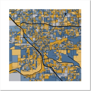 Modesto Map Pattern in Blue & Gold Posters and Art